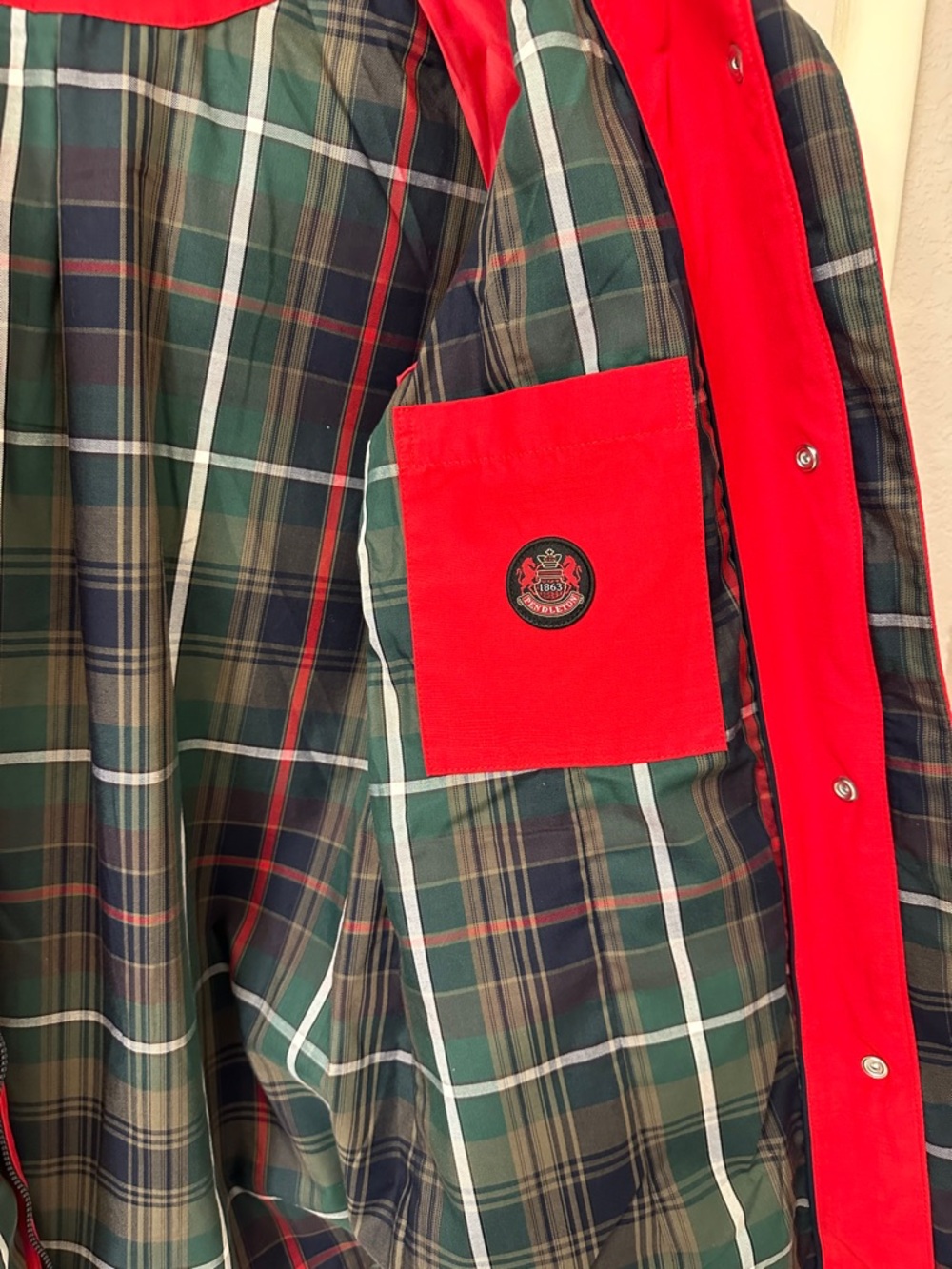 Pendleton Red Utility Jacket with black Trim - Picture 2 of 5